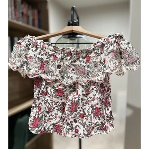 American Eagle Off The Shoulder Lace Ruffled Neckline Top